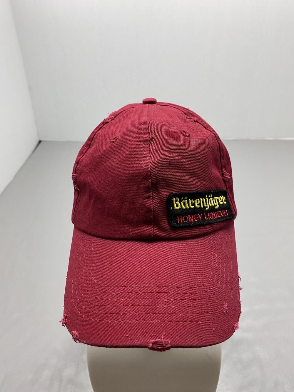 Bärenjäger Hat Cap Strap Back One Size Red Twill Cotton Baseball Cap Mens